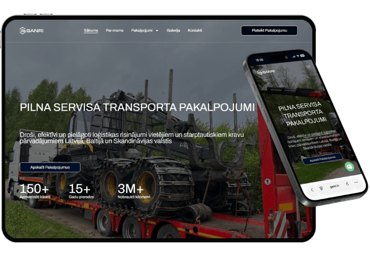 GANRI — mājaslapa planšetē un telefonā