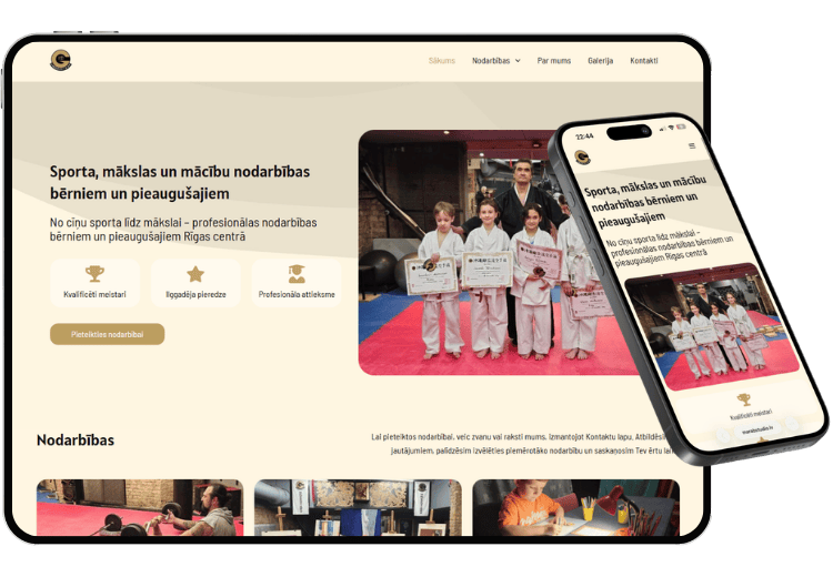 Marab Studio — mājaslapa planšetē un telefonā